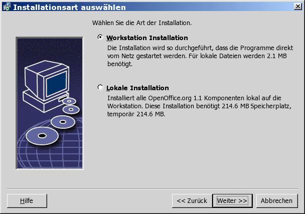 Dialog Installationsart ausw&auml;hlen
